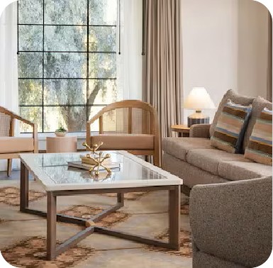 Guest suite living area at The Scottsdale Resort & Spa.